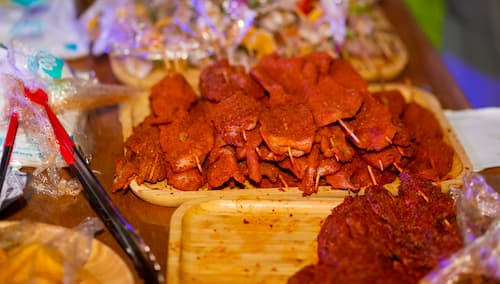 suya on the sticks. grills