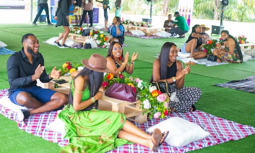 picnic on the island with a few people on the mat